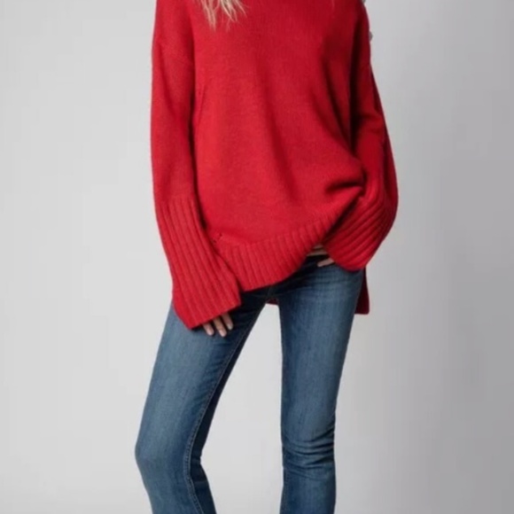 NWT Zadig & Voltaire ALMA Cashmere Sweater, RED (SMALL) - Picture 5 of 5
